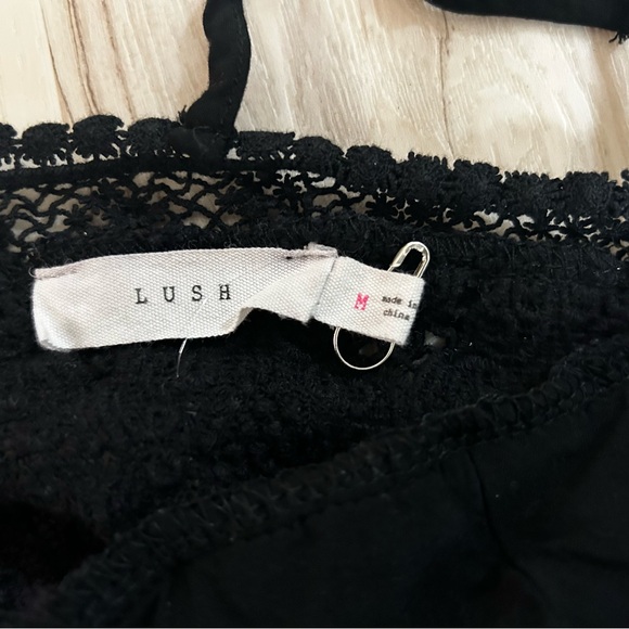 Black Lace Bralette S Crop Top Boho Scalloped Hem Sheer Lace Festival Tank - Picture 10 of 12